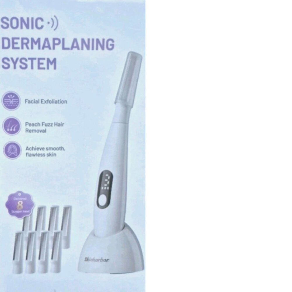 Dermaplane Razor System Face Exfoliation Wireless Charging W/8 Refills